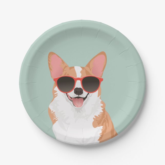 Niedlicher lächelnder Pembroke-WaliserCorgi für Pappteller (Vorderseite)
