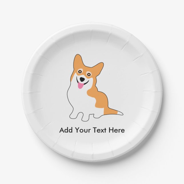 Niedlicher lächelnder Pembroke-Walisercorgi-Hund Pappteller (Vorderseite)