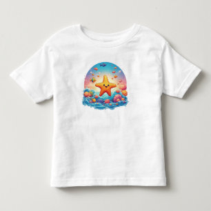 Niedlicher lächelnder Seestern-Cartoon am Strand Kleinkind T-shirt
