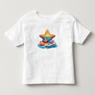 Niedlicher lächelnder Seestern-Cartoon am Strand Kleinkind T-shirt