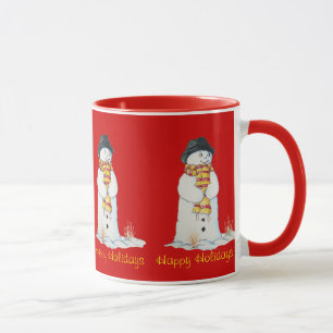 Niedlicher lächelnder Snowman mit Anmerkung für Tasse