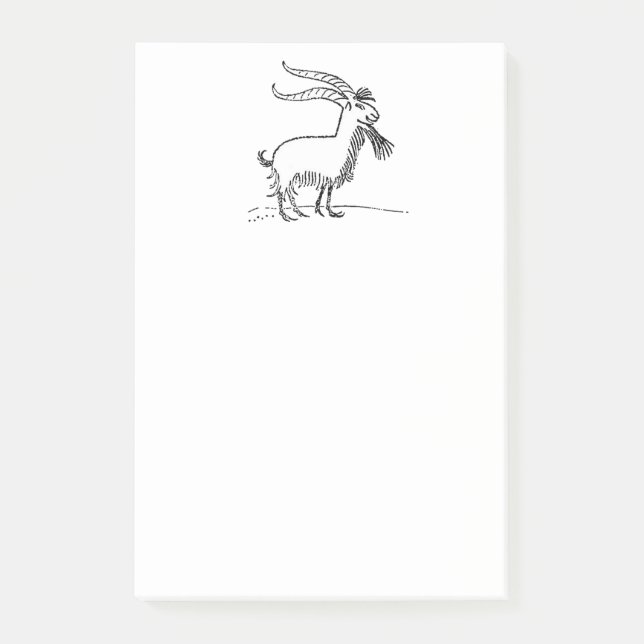 Niedlicher lächelnder Ziegen-Schwarzweiss-Cartoon Post-it Klebezettel (Vorderseite)