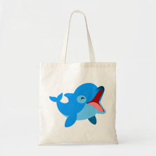 Niedlicher lachender Cartoon Dolphin-Beutel Tragetasche