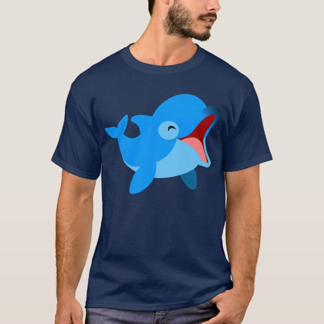 Niedlicher lachender Cartoon Dolphin T - Shirt (Vorderseite)