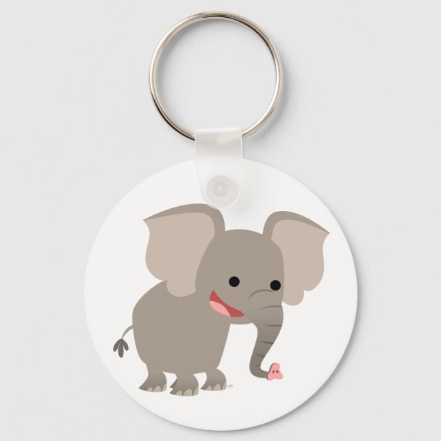 Niedlicher lachender Cartoon Elephant Schlüsselanh Schlüsselanhänger (Vorderseite)
