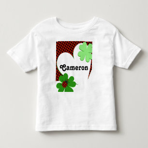 Niedlicher Lady Bug & Clover Leaf 1. Geburtstag Kleinkind T-shirt