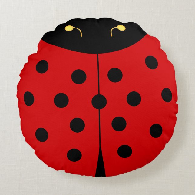 Niedlicher Lady Bug in Black & Red Rundes Kissen (Vorderseite)