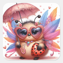 Niedlicher Lady Bug Quadratischer Aufkleber