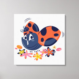 Niedlicher Lady Bug und Blume Canvas Print Leinwanddruck