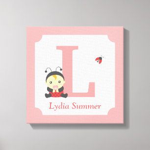 Niedlicher Ladybug Baby Girl Kinderzimmer Letter N Leinwanddruck