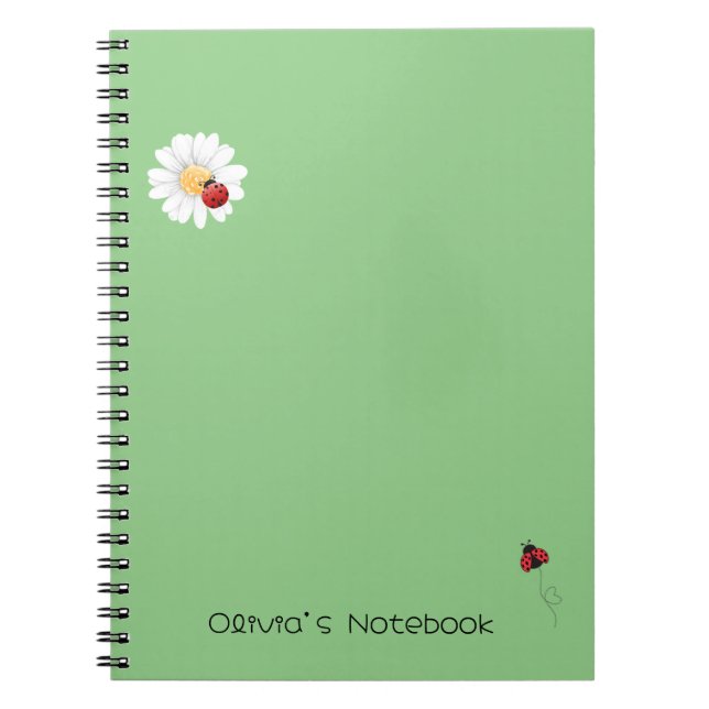 Niedlicher Ladybug-Blume-Farbverlauf Personalisier Notizblock (Vorderseite)