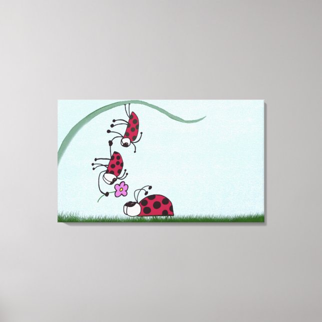 Niedlicher Ladybug, der seine Liebe zeichnet Leinwanddruck (Vorderseite)