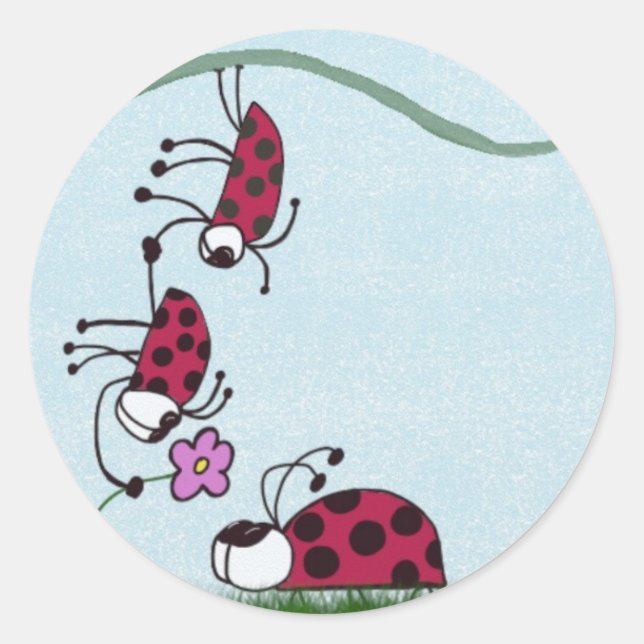 Niedlicher Ladybug, der seine Liebe zeichnet Runder Aufkleber (Vorderseite)