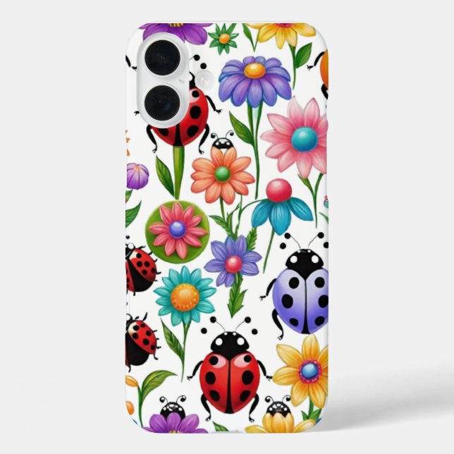 Niedlicher Ladybug iPhone 16 Plus Hülle (Rückseite)