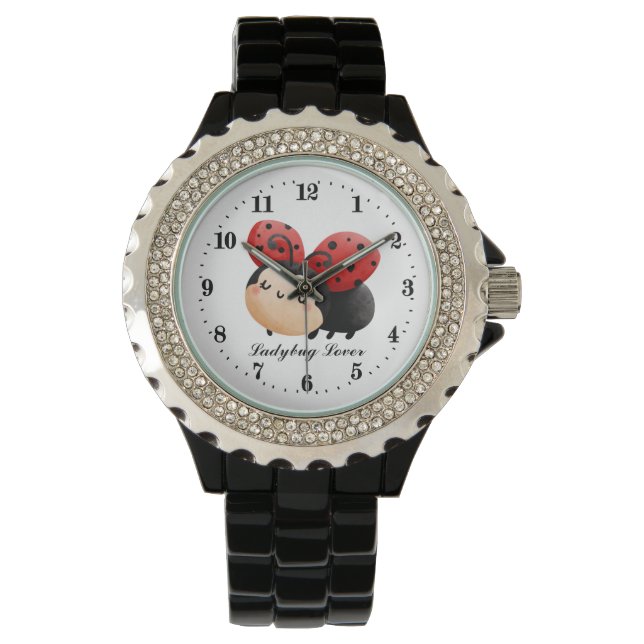 niedlicher Ladybug-Liebhaber fügt Text hinzu Armbanduhr (Vorderseite)