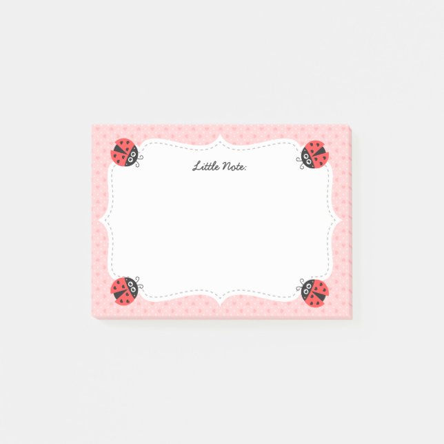 Niedlicher Ladybug mit Herz für Mädchen Post-it Klebezettel (Vorderseite)