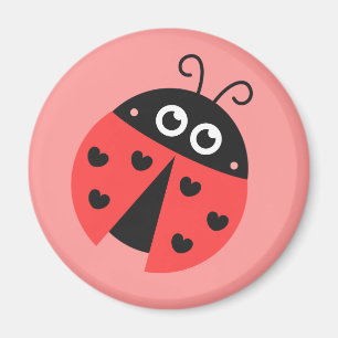 Niedlicher Ladybug mit Herzen als Flecken Magnet