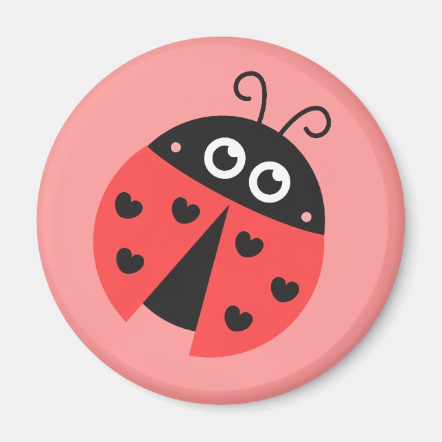 Niedlicher Ladybug mit Herzen als Flecken Magnet (Vorne)