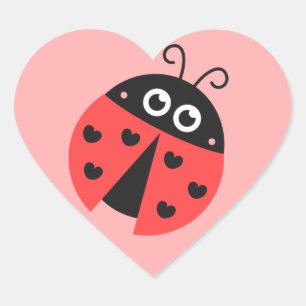 Niedlicher Ladybug mit schwarzen Herzen Herz-Aufkleber