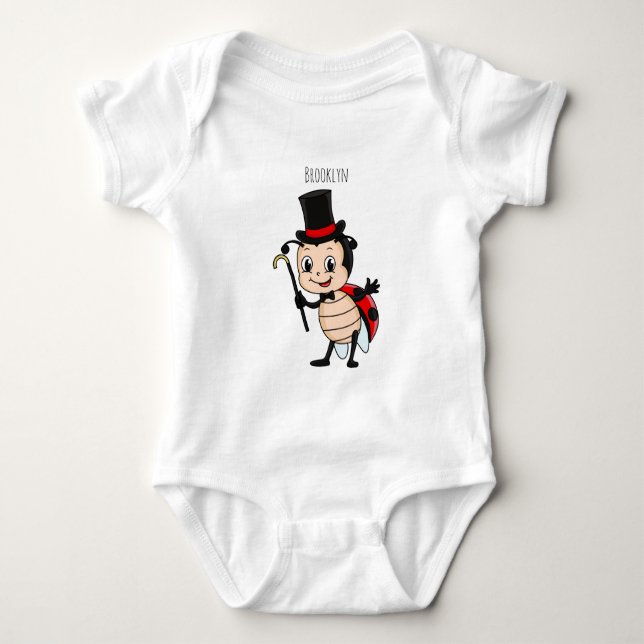 Niedlicher Ladybug mit Top Hut und Krawatte Cartoo (Vorderseite)
