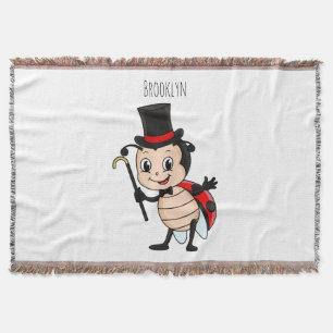 Niedlicher Ladybug mit Top Hut und Krawatte Cartoo Decke