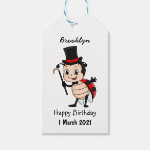 Niedlicher Ladybug mit Top Hut und Krawatte Cartoo Geschenkanhänger