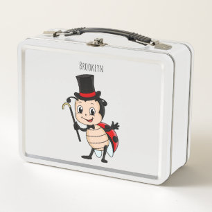 Niedlicher Ladybug mit Top Hut und Krawatte Cartoo Metall Brotdose