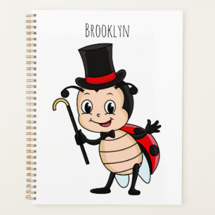 Niedlicher Ladybug mit Top Hut und Krawatte Cartoo Planer