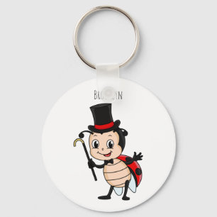 Niedlicher Ladybug mit Top Hut und Krawatte Cartoo Schlüsselanhänger