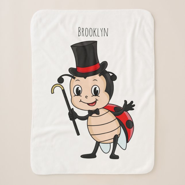 Niedlicher Ladybug mit Top Hut und Krawatte Cartoo Sherpadecke (Vorderseite)