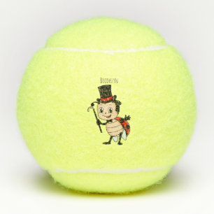 Niedlicher Ladybug mit Top Hut und Krawatte Cartoo Tennisbälle