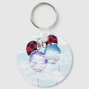 Niedlicher Ladybug und farbenfrohe Balloons Cartoo Schlüsselanhänger