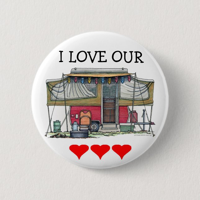 Niedlicher Lagerbewohner-Reise-Anhänger RV Button (Vorderseite)
