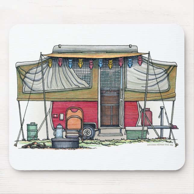 Niedlicher Lagerbewohner-Reise-Anhänger RV Mousepad (Vorne)