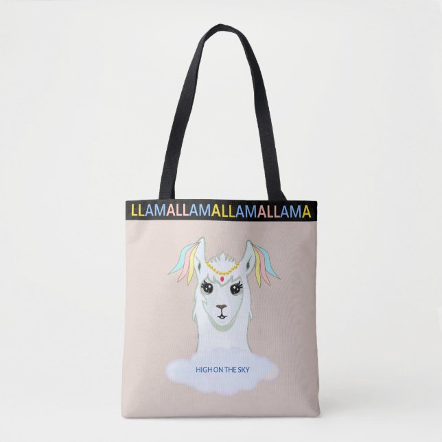 Niedlicher Lama auf Beige Tote Bag Tasche (Vorderseite)