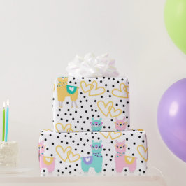 Niedlicher Lama Fun Farbenfroh Aquamariner rosa He Geschenkpapier