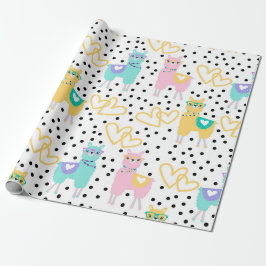 Niedlicher Lama Fun Farbenfroh Aquamariner rosa He Geschenkpapier