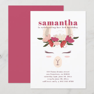 Niedlicher Lama Geburtstag Einladung