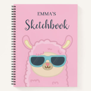 Niedlicher Lama mit Brille Personalisierte Kinder Notizbuch