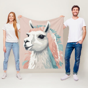 Niedlicher Lama mit farbenfroher Fresse auf dem Ko Fleecedecke