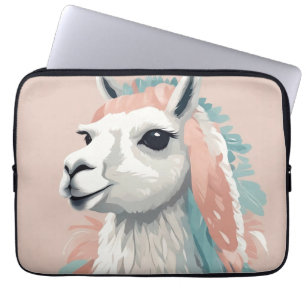 Niedlicher Lama mit farbenfroher Fresse auf dem Ko Laptopschutzhülle