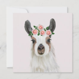 Niedlicher Lama mit Rose Blume Kronenrosa
