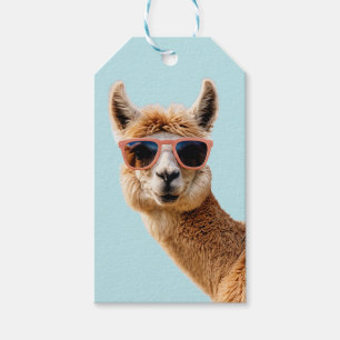 Niedlicher Lama mit Sonnenbrille auf Geschenkanhänger