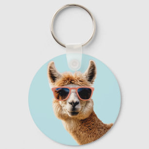Niedlicher Lama mit Sonnenbrille auf Schlüsselanhänger