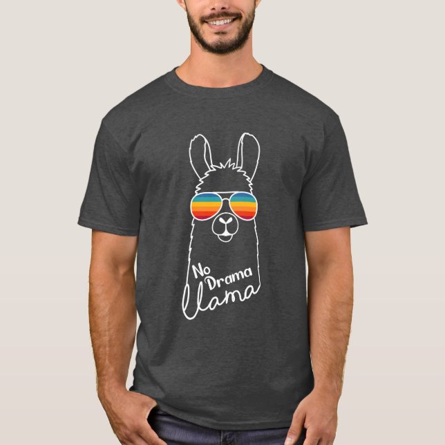 Niedlicher Lama mit Sonnenbrille Farbenfrohe Strip T-Shirt (Vorderseite)