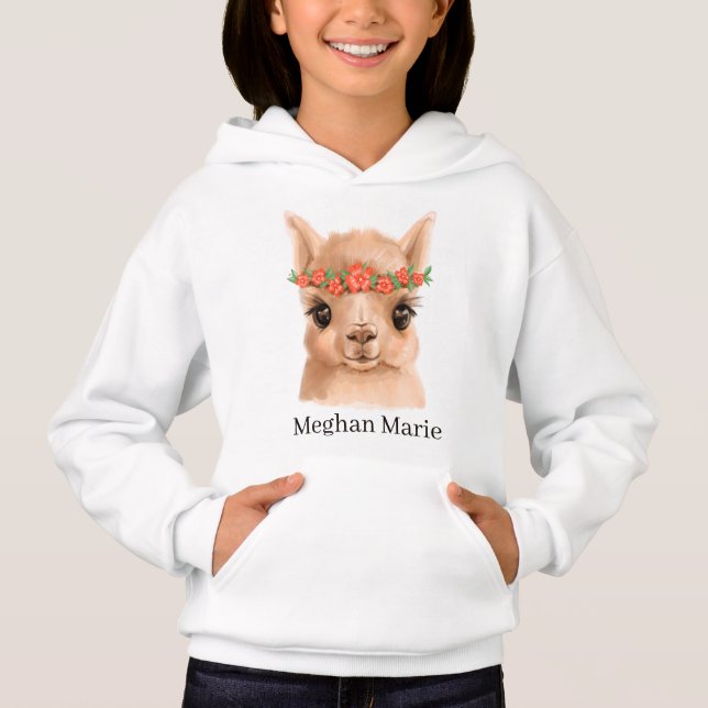 niedlicher Lamalienverliebter Name Hoodie (Vorderseite)