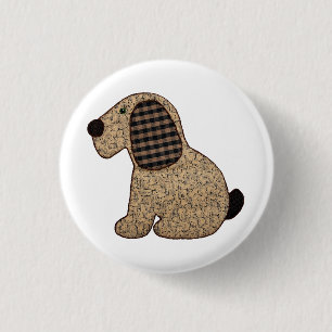 Niedlicher Land-Art-Gingham-Hund Button