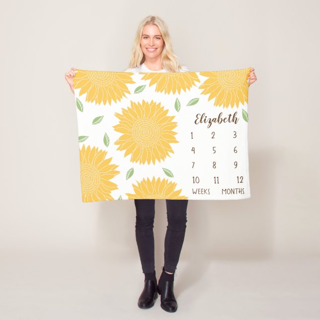 Niedlicher Land-Sonnenblume-Baby-Meilenstein Fleecedecke (Beispiel)