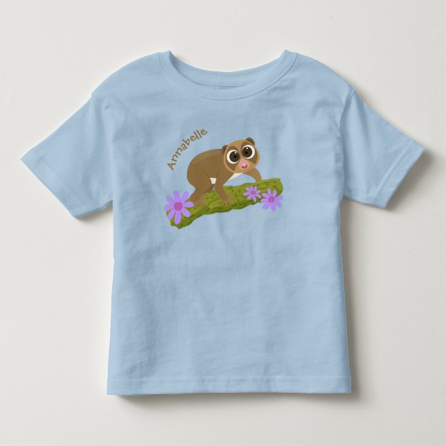 Niedlicher, langsamer Lorbeer auf Zweig-Cartoon Kleinkind T-shirt (Vorderseite)