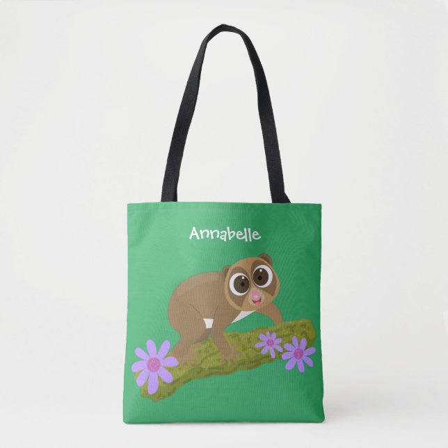 Niedlicher, langsamer Lorbeer auf Zweig-Cartoon Tasche (Vorderseite)